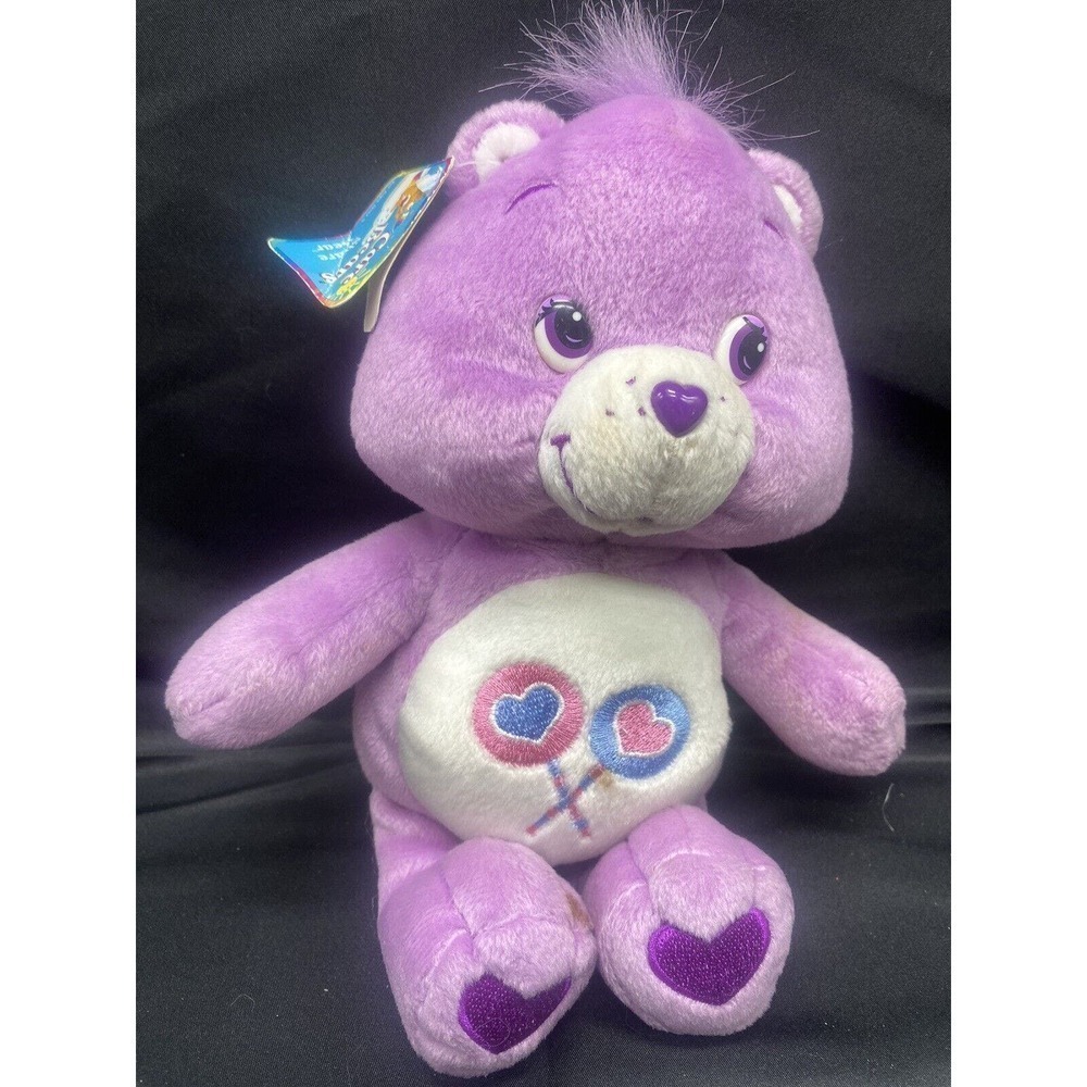 Vtg Care Bears Share Bear Lollipops Purple 10" Plush